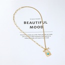 retro fashion stitching OT buckle turquoise gold necklacepicture7
