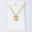 retro fashion stitching OT buckle turquoise gold necklacepicture8