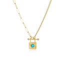 retro fashion stitching OT buckle turquoise gold necklacepicture9