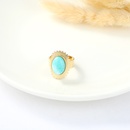 retro oval turquoise inlaid golden stainless steel open ringpicture7