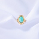 retro oval turquoise inlaid golden stainless steel open ringpicture9