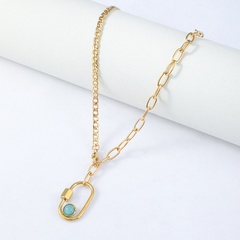 personality creative stitching golden turquoise necklace