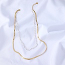simple fashion golden double snake bone pearl necklacepicture6