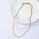 simple fashion golden double snake bone pearl necklacepicture7
