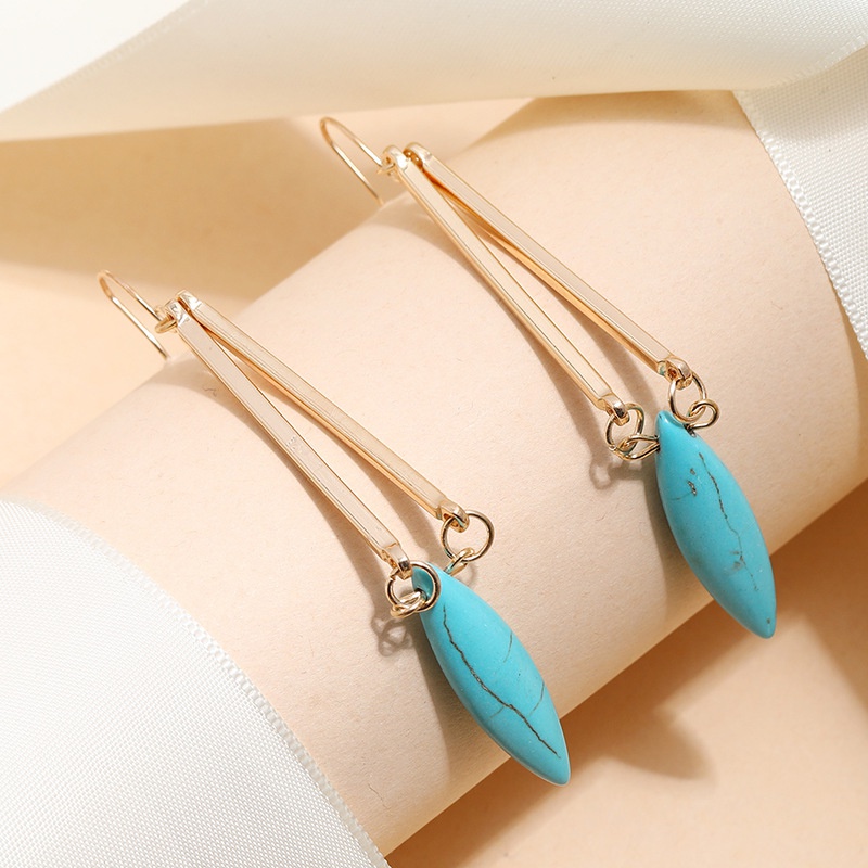 bohemian oval turquoise alloy pendent earrings