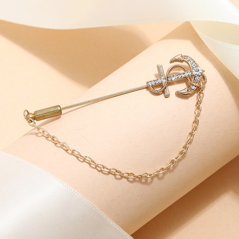 Creative simple stylish diamond anchor brooch's discount tags