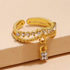 Korean geometric diamond opening adjustable ring