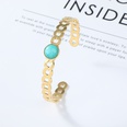 fashion hollow turquoise inlaid stainless steel goldplated open braceletpicture10