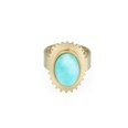 retro oval turquoise inlaid golden stainless steel open ringpicture13