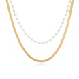 simple fashion golden double snake bone pearl necklacepicture11