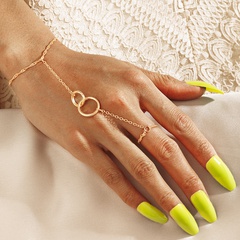 fashion simple creative golden circle buckle bracelet ring one set