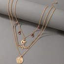 rhinestone tassel moon peach heart letter pendant threelayer necklacepicture8