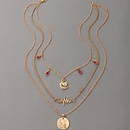 rhinestone tassel moon peach heart letter pendant threelayer necklacepicture11