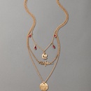 rhinestone tassel moon peach heart letter pendant threelayer necklacepicture12