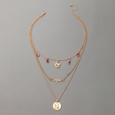 rhinestone tassel moon peach heart letter pendant threelayer necklacepicture13