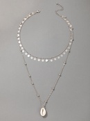 Retro Disc Tassel Silver Round Bead Shell Pendant Necklacepicture13