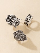 Retro Punk Carved Hollow Twist Owl Ring 3Piece Setpicture14