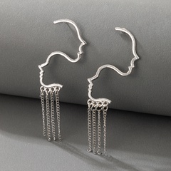 new simple silver metal chain tassel irregular earrings
