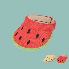 simple watermelon empty top wide brim sunshade straw hat