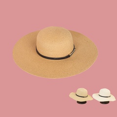 Korean fashion belt buckle wide-brimmed straw hat