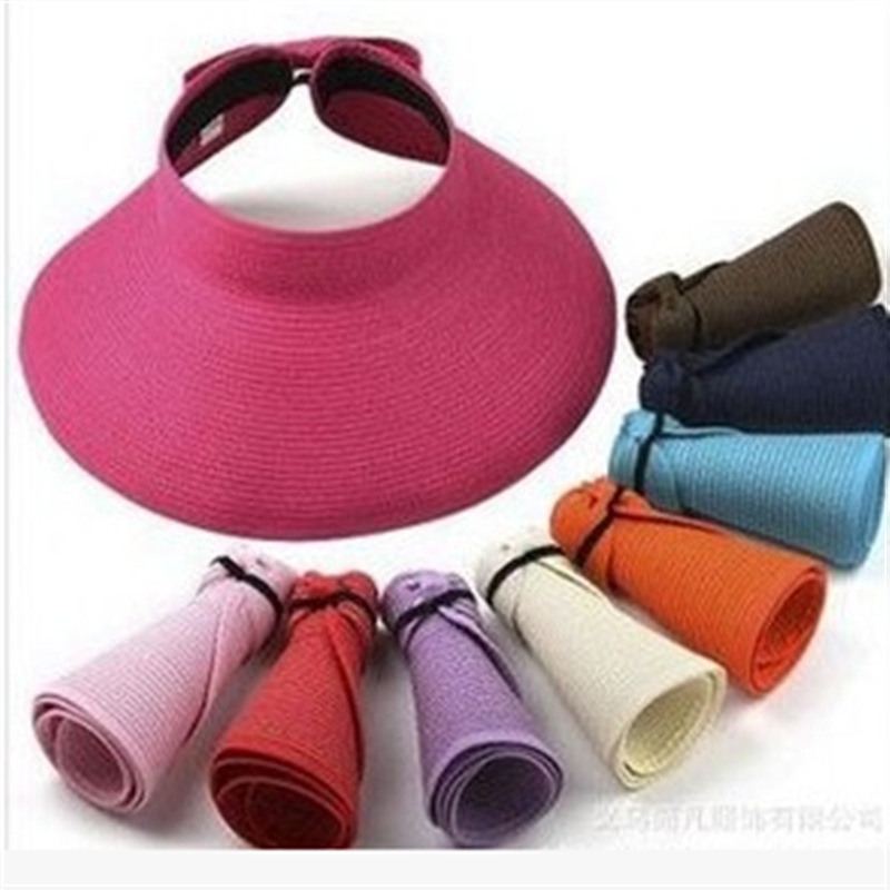 summer fashion sunshade empty top folding big brim straw hat