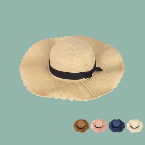 Sombrero de paja de la sombra lateral de la onda del bowknot de la moda coreana NHTQ362007's discount tags