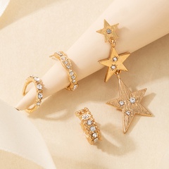 fashion simple asymmetric diamond star circle earrings
