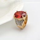 Retro crystal golden oval ruby ring setpicture12