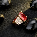 Retro crystal golden oval ruby ring setpicture13
