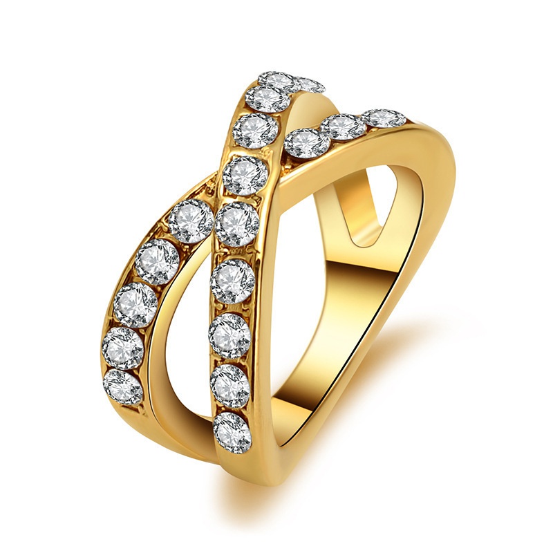 fashion crystal gold cross ring