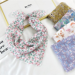 Korean flower cotton and linen small square scarf