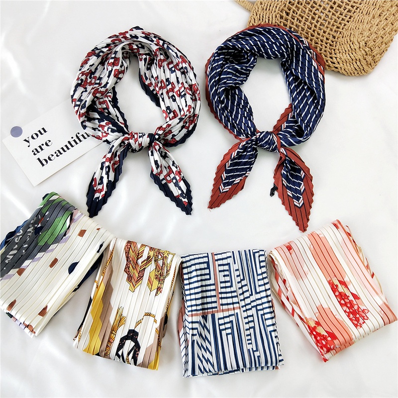 Fashion fold small square silk scarf