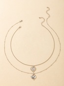 simple heartshaped double layer necklacepicture12
