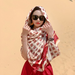 fashion contrast color printing sunscreen shawl