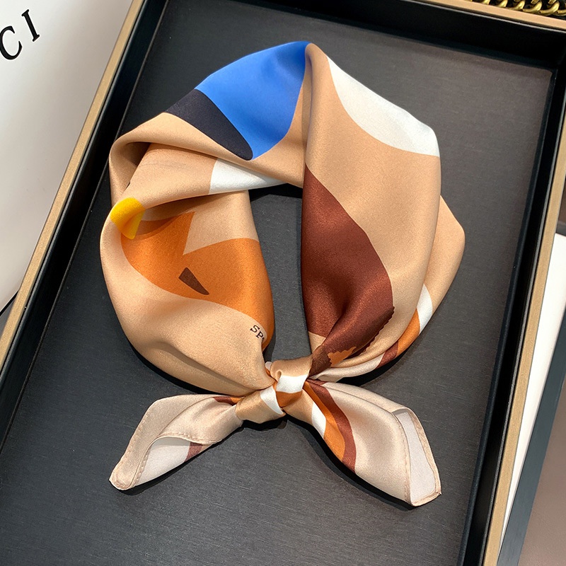 simple contrast color small square silk scarf wholesale