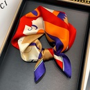 Korean contrast color printing thin small silk scarfpicture11