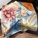 fashion flower printing square silk scarf wholesalepicture13