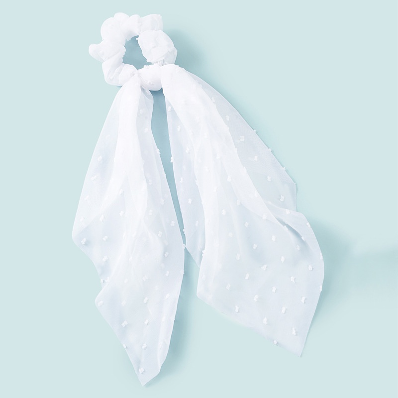 simple white seersucker ribbon bow hair scrunchies