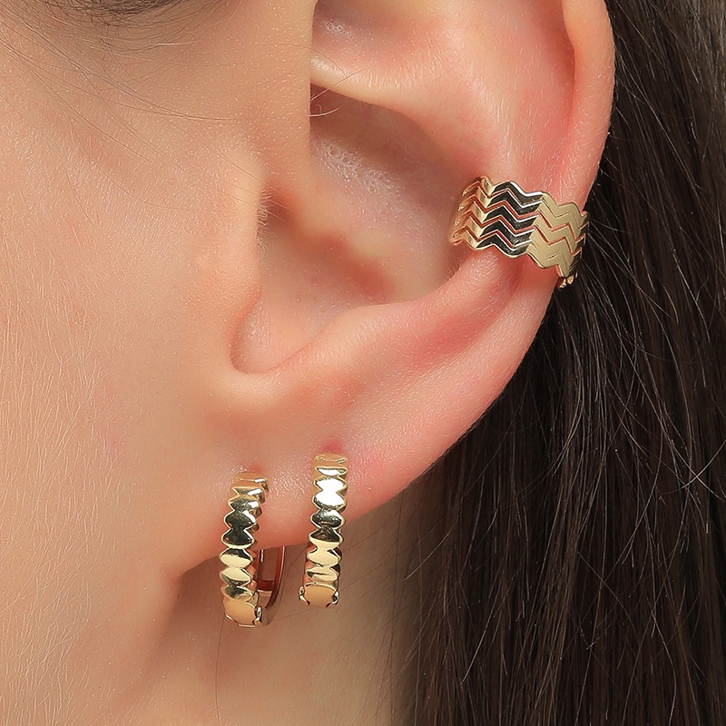 fashion hollow copper ear clip set of 3