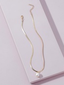 Fashion Flat Snake Chain Freshwater Pearl Short Necklacepicture5