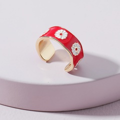 fashion color drip oil flower ring