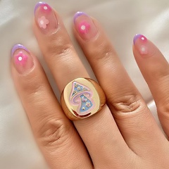 fashion metal color dripping oil mushroom ring