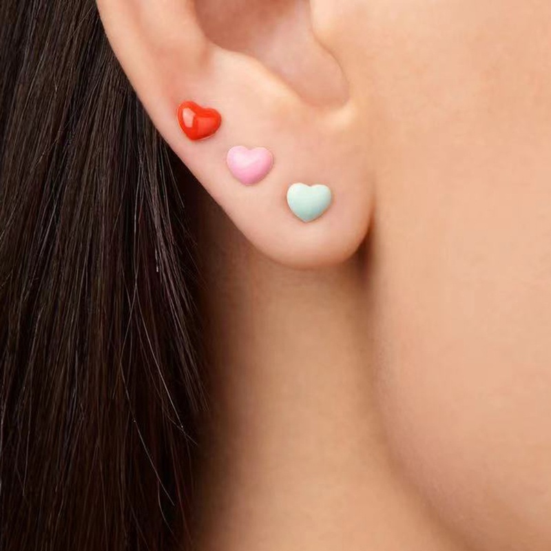 fashion dripping heartshaped earrings 3 pairs set