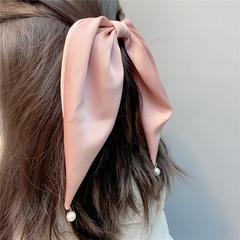 Korean Style satin bow pearl hairpin