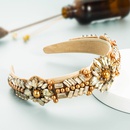 fashion glass diamond inlaid pearl flower widebrimmed headbandpicture13
