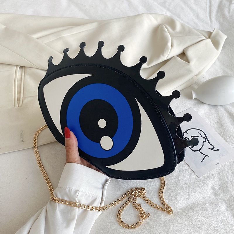 hiphop big eyes chain messenger small round bag