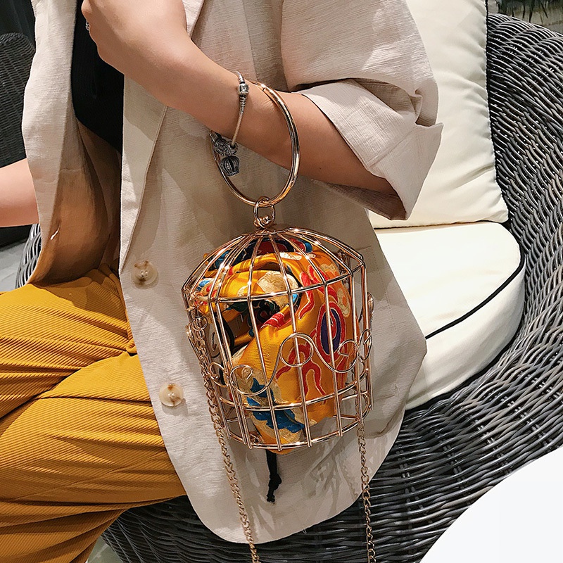 Korean birdcage shape chain shoulder messenger bag