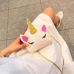 fashion sequin unicorn chain messenger small bag
