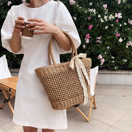 fashion hollow straw woven single shoulder large capacity bag  NHTG362660's discount tags