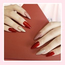 Fashion Bean Paste Color Pointed Long Nail Pieces Finishedpicture11